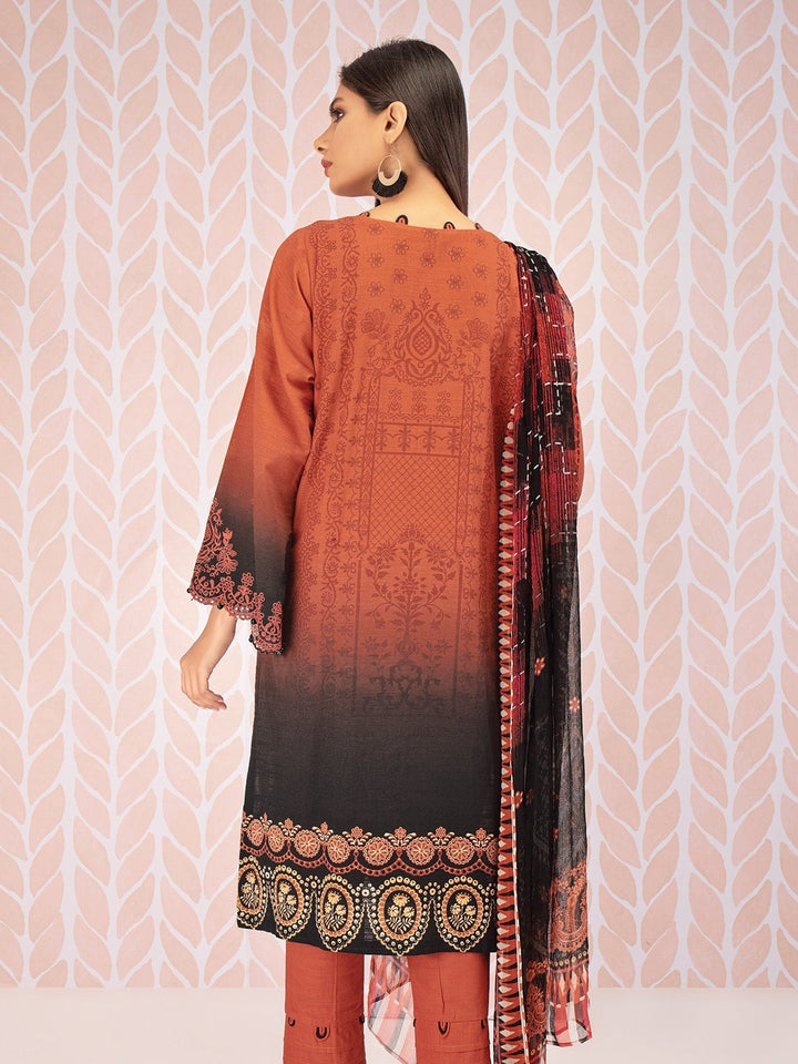 EWU21V8-21652 Unstitched Rust Embroidered Khaddar 3 Piece