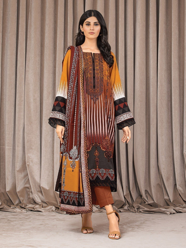EWU22V10-25018 Unstitched Rust Embroidered Crepe 3 Piece