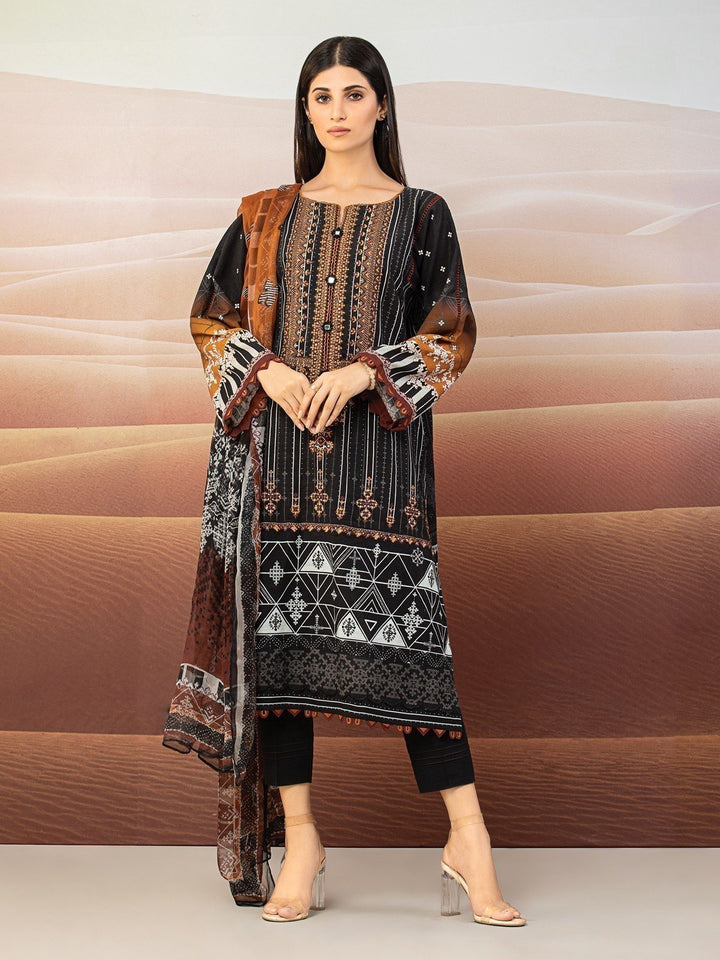 EWU22V12-25010 Unstitched Black Embroidered Khaddar 3 Piece