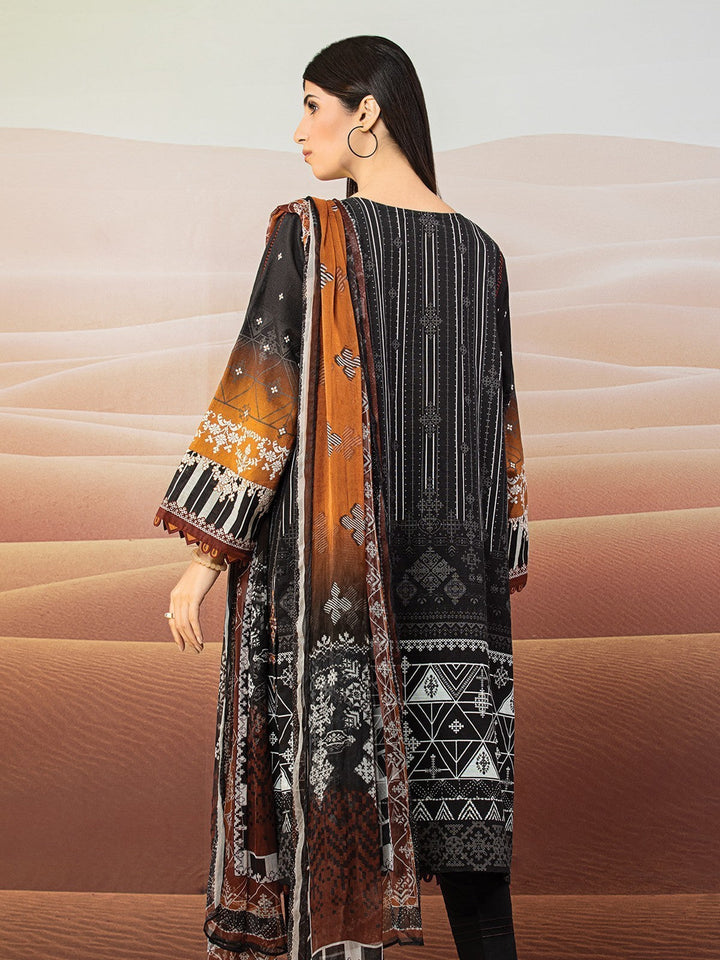 EWU22V12-25010 Unstitched Black Embroidered Khaddar 3 Piece