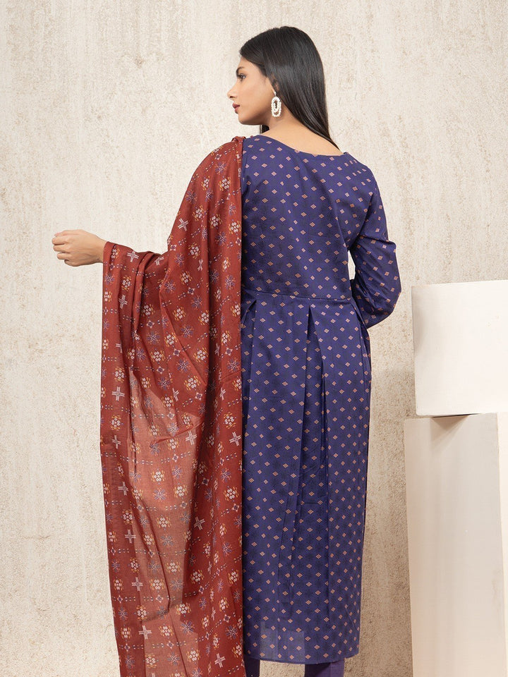 EWU23A1-26024 Unstitched Dark Purple Printed Lawn 3 Piece