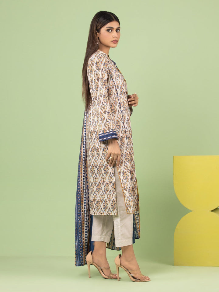 EWU23A1-26035 Unstitched Cream Printed Lawn 3 Piece