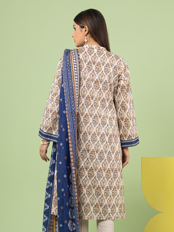EWU23A1-26035 Unstitched Cream Printed Lawn 3 Piece