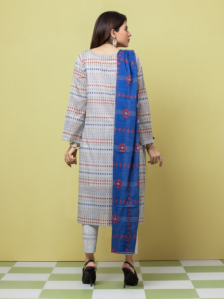 EWU23A1-26085 Unstitched White Printed Lawn 3 Piece