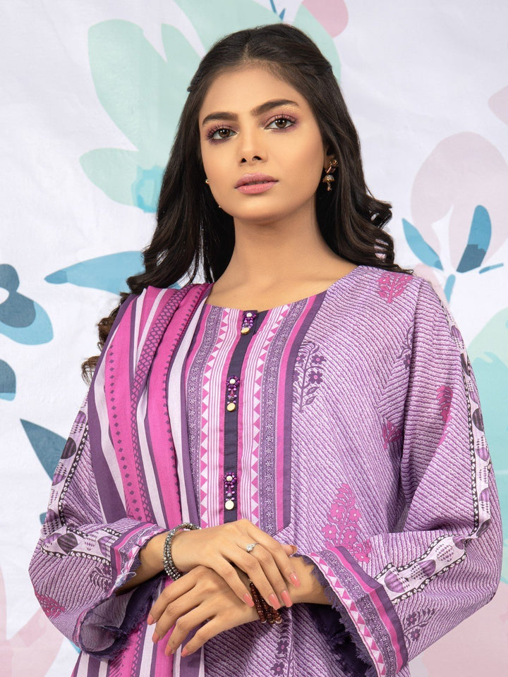 EWU23A1-26172 Unstitched Purple Printed Lawn 3 Piece