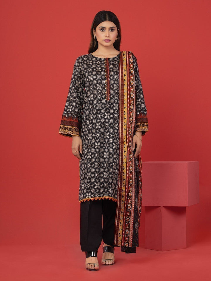 EWU23A1-26387 Unstitched Black Printed Lawn 3 Piece