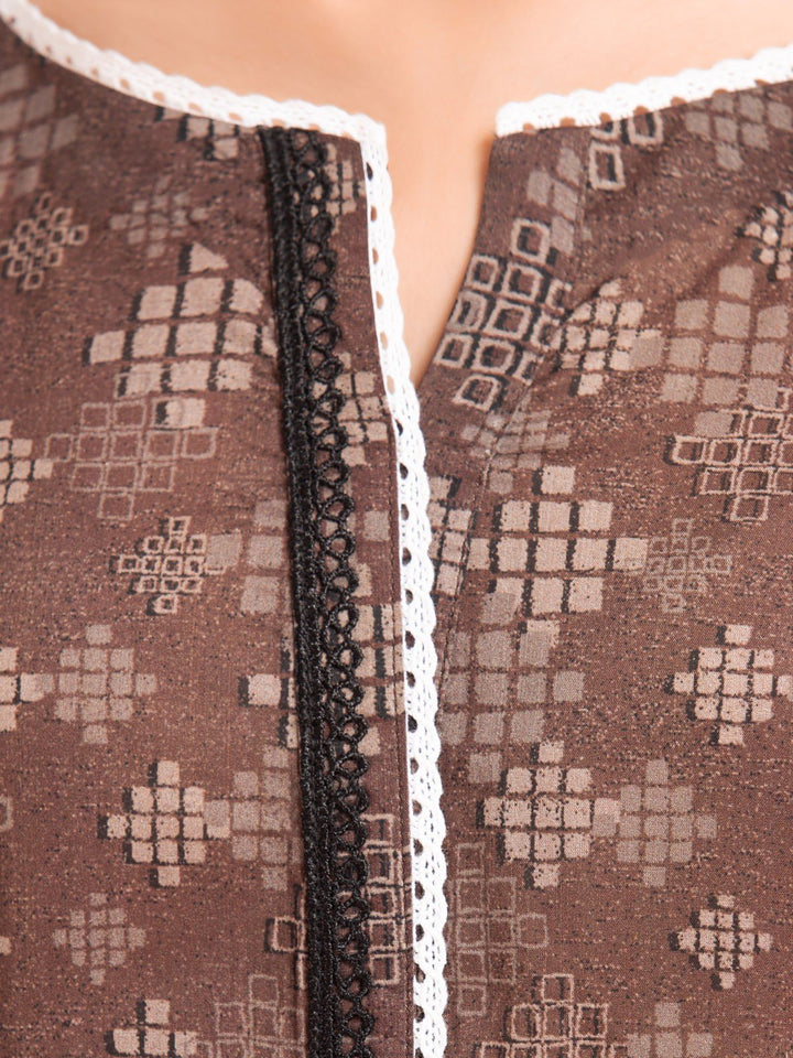 EWU23A3-27115-3P Unstitched Brown Printed Khaddar 3 Piece