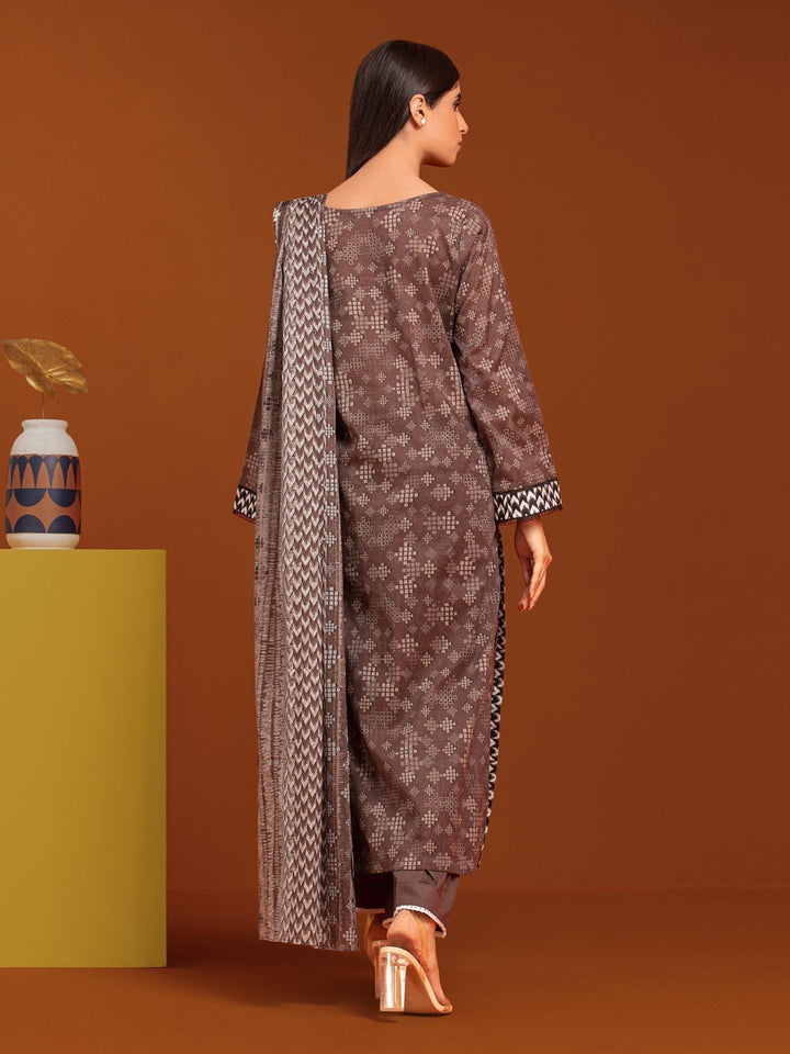 EWU23A3-27115-3P Unstitched Brown Printed Khaddar 3 Piece