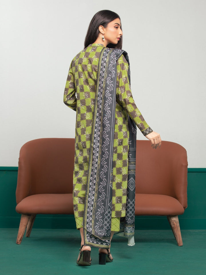 EWU23A3S-27623-3P Unstitched Green Printed Khaddar 3 Piece