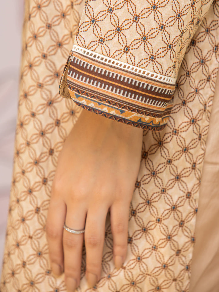 EWU24A1-26425-3P Unstitched Beige Printed Lawn 3 Piece