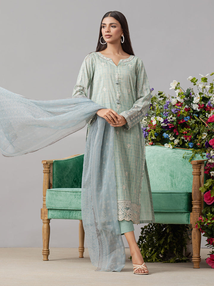 EWU22V1-26502 Unstitched Mist Blue Embroidered Lawn 3 Piece