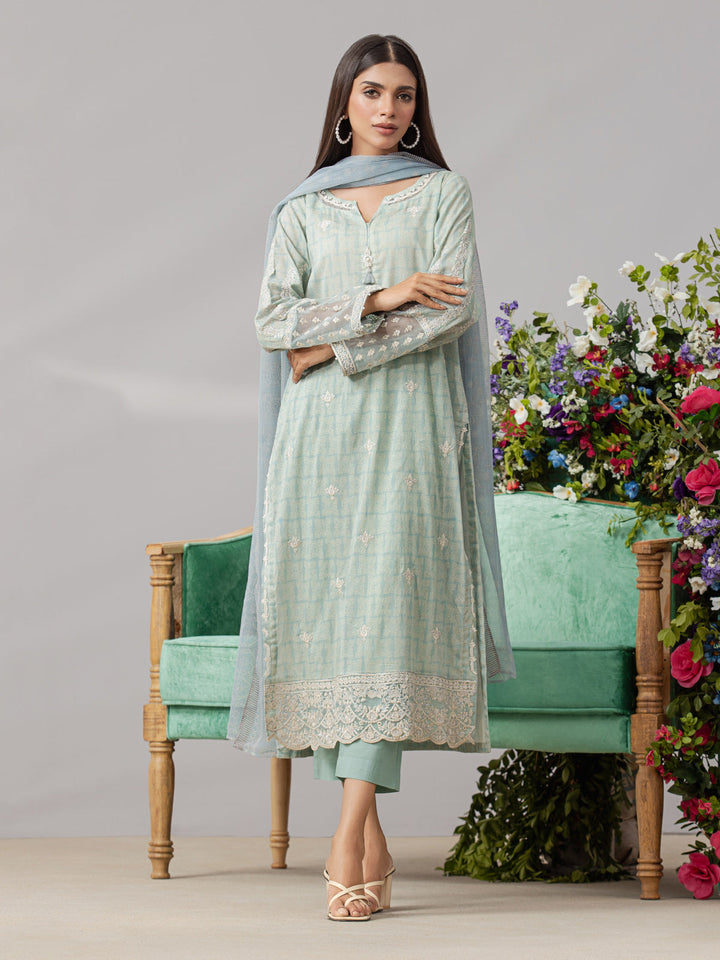 EWU22V1-26502 Unstitched Mist Blue Embroidered Lawn 3 Piece