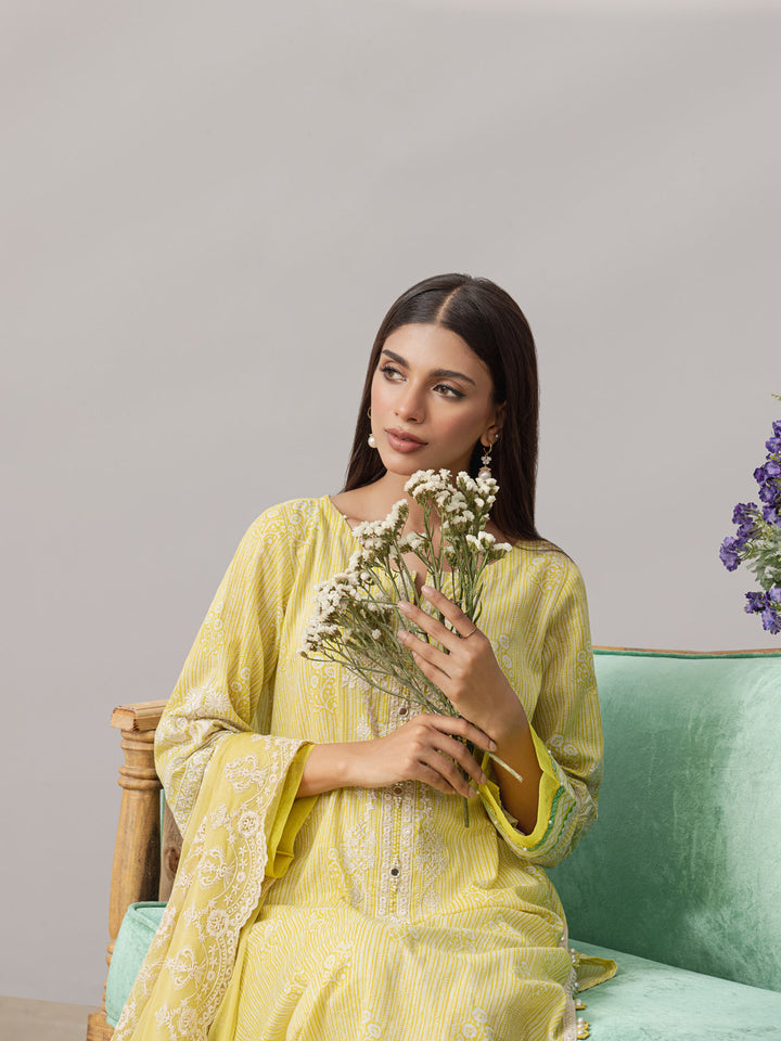 EWU22V1-26510 Unstitched Lime Embroidered Lawn 3 Piece