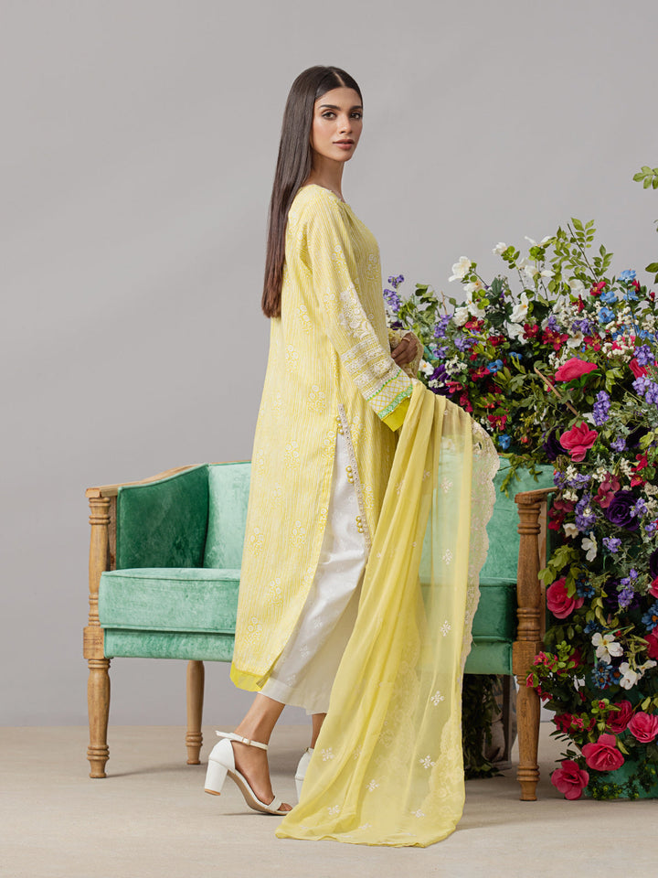 EWU22V1-26510 Unstitched Lime Embroidered Lawn 3 Piece
