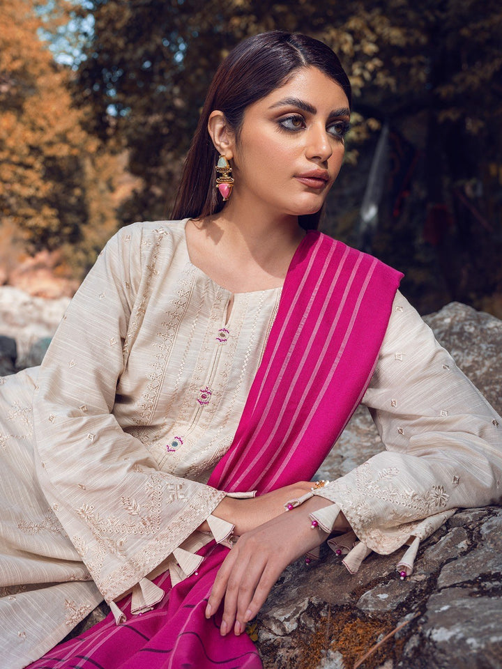 EWU22V10-25072 Unstitched Oatmeal Embroidered Crepe 3 Piece