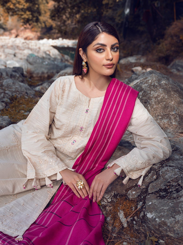 EWU22V10-25072 Unstitched Oatmeal Embroidered Crepe 3 Piece