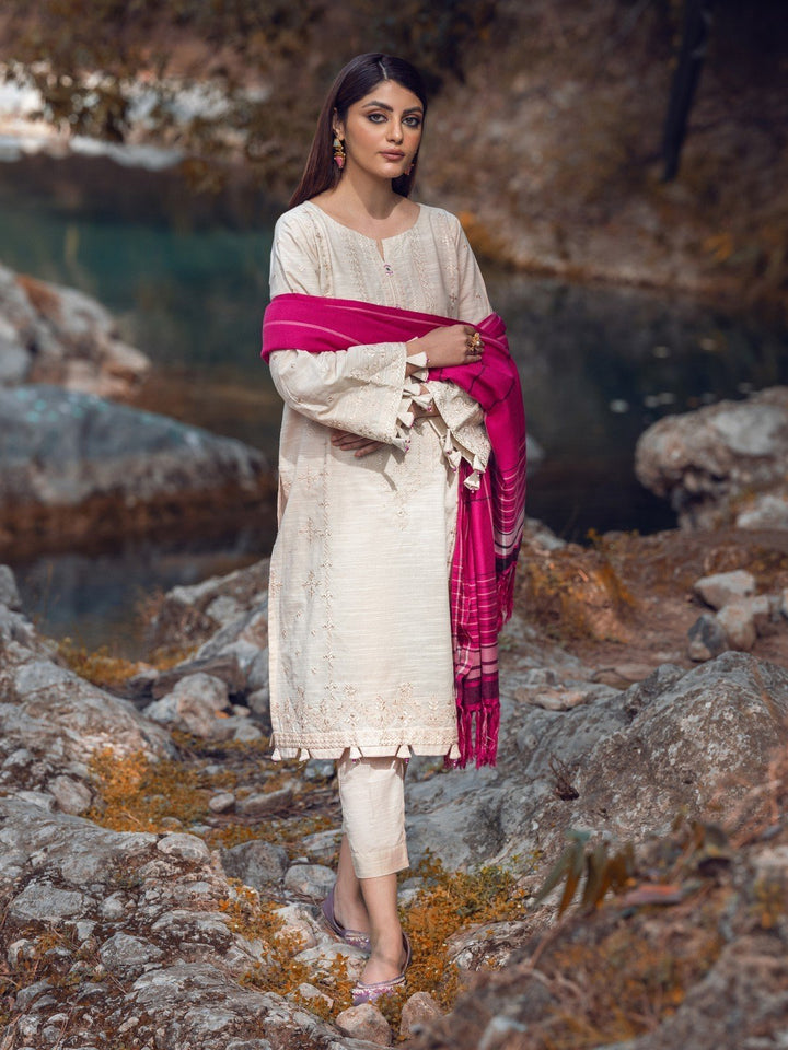 EWU22V10-25072 Unstitched Oatmeal Embroidered Crepe 3 Piece