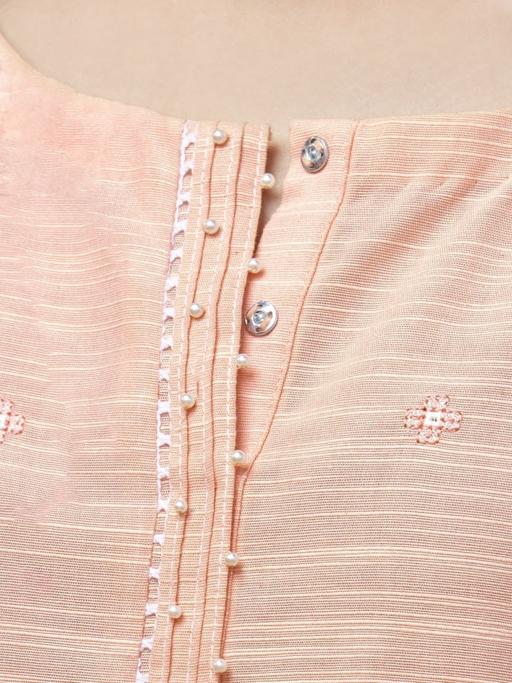 EWU22V17-26493 Unstitched Peach Embroidered Crosshatch 3 Piece