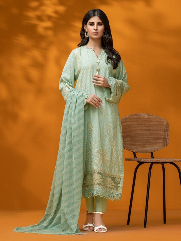 EWU23V7-26627 Unstitched Mist Green Embroidered Dobby 3 Piece