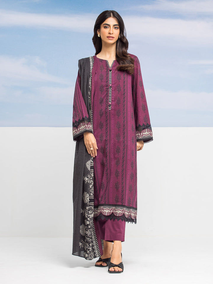 EWU24A1-28019-3P Unstitched Dark Purple Printed Lawn 3 Piece