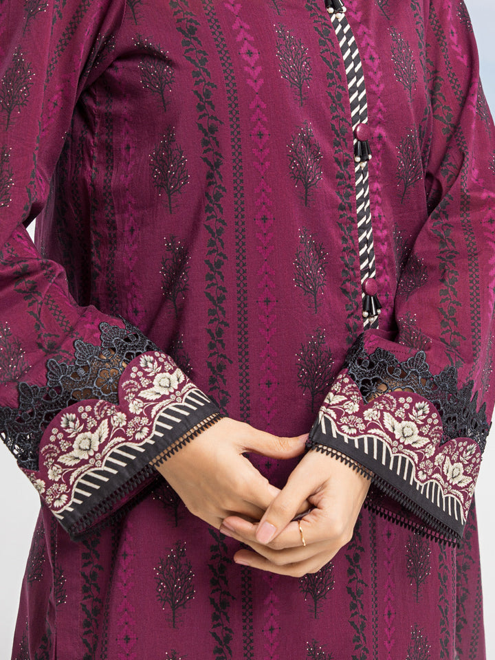 EWU24A1-28019-3P Unstitched Dark Purple Printed Lawn 3 Piece