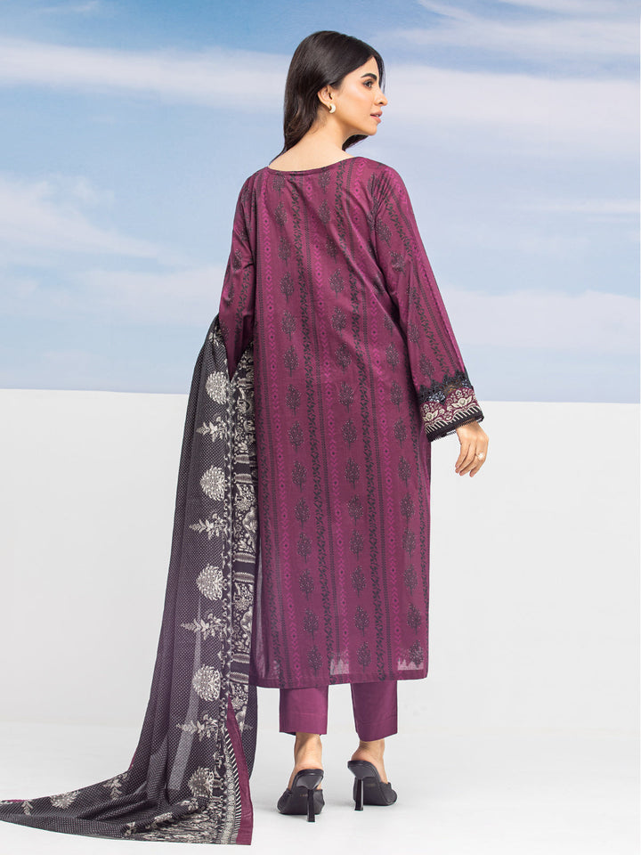 EWU24A1-28019-3P Unstitched Dark Purple Printed Lawn 3 Piece