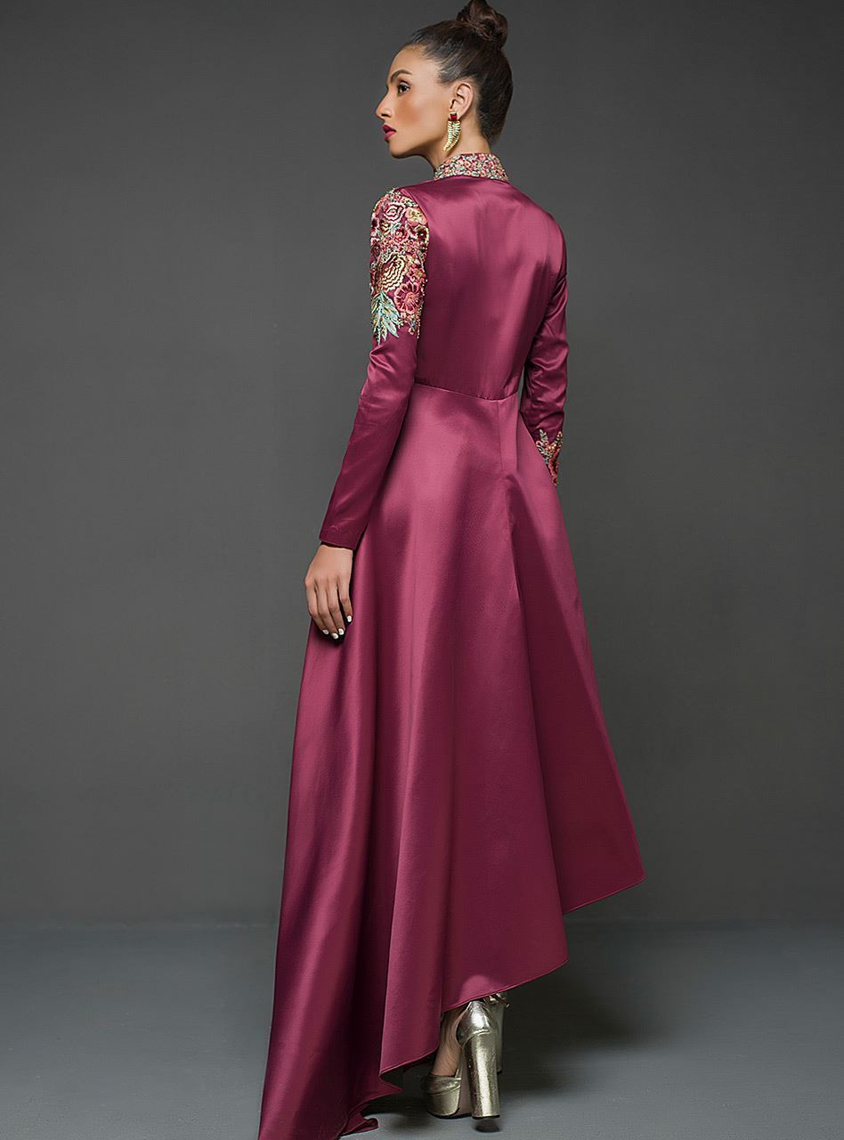 Maroon Gown Asymmetrical