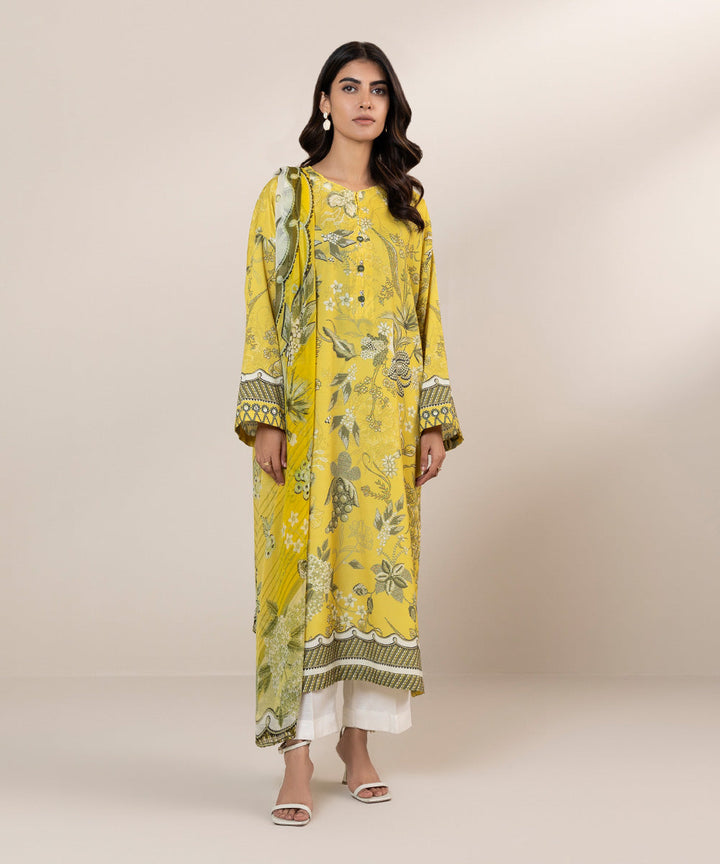 2 Piece - Printed Silk Suit