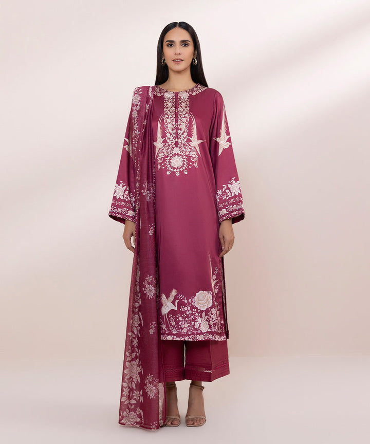 3 Piece - Embroidered Silk Suit