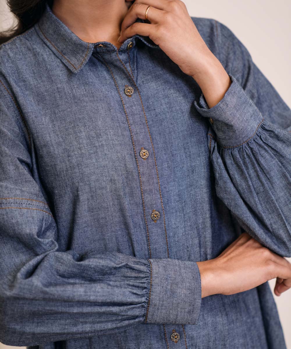 Flared Chambray Shirt