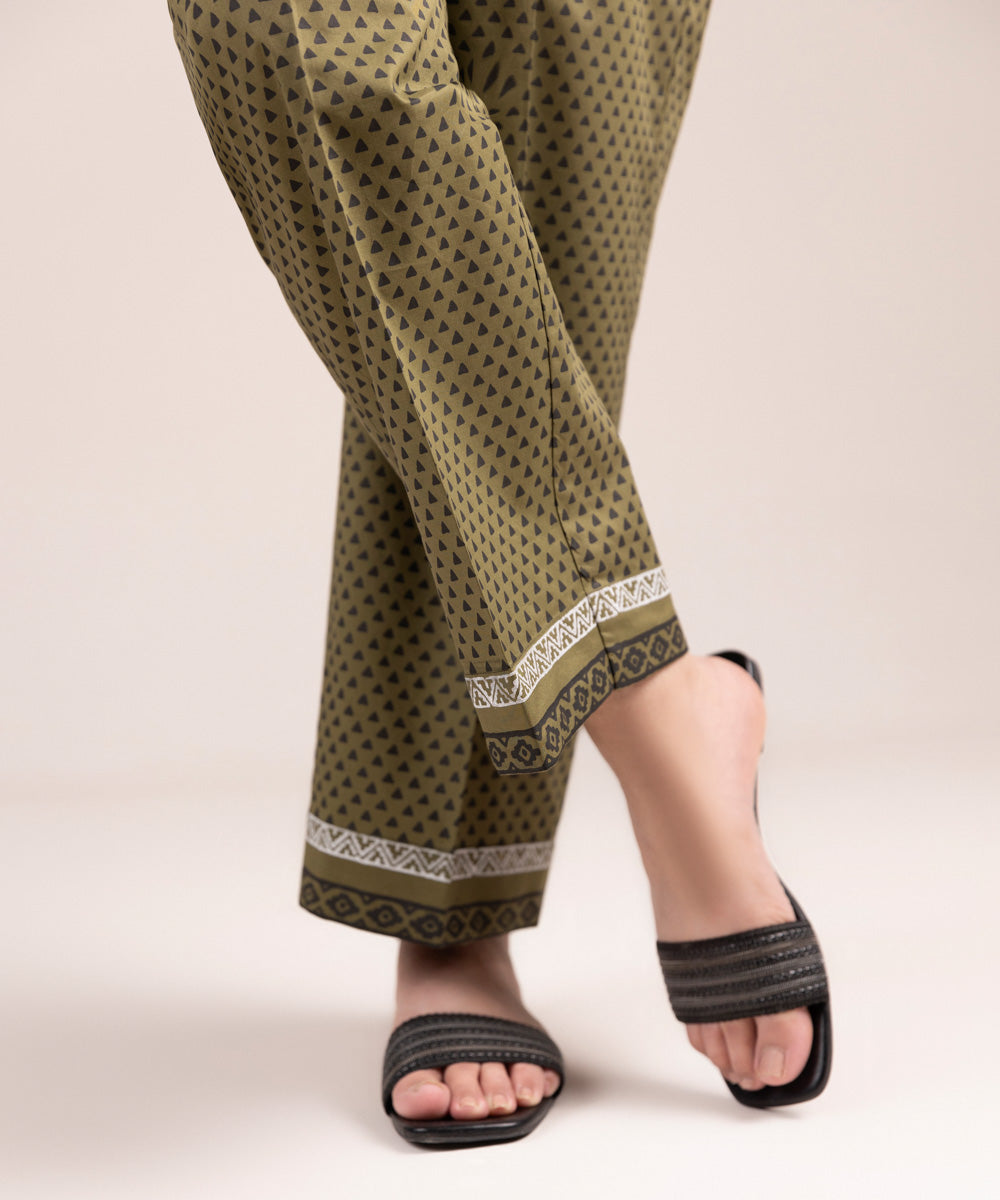 Block Printed Cambric Straight Pants