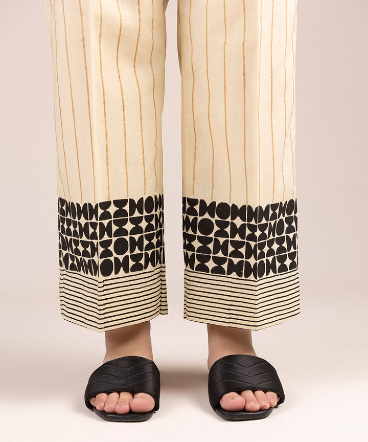 Block Printed Cambric Straight Pants