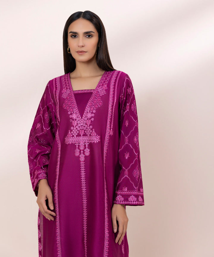 2 Piece - Embroidered Cotton Net Suit