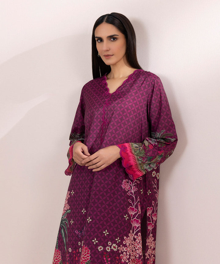 2 Piece - Embroidered Silk Suit