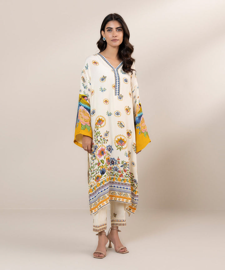 2 Piece - Printed Silk Suit