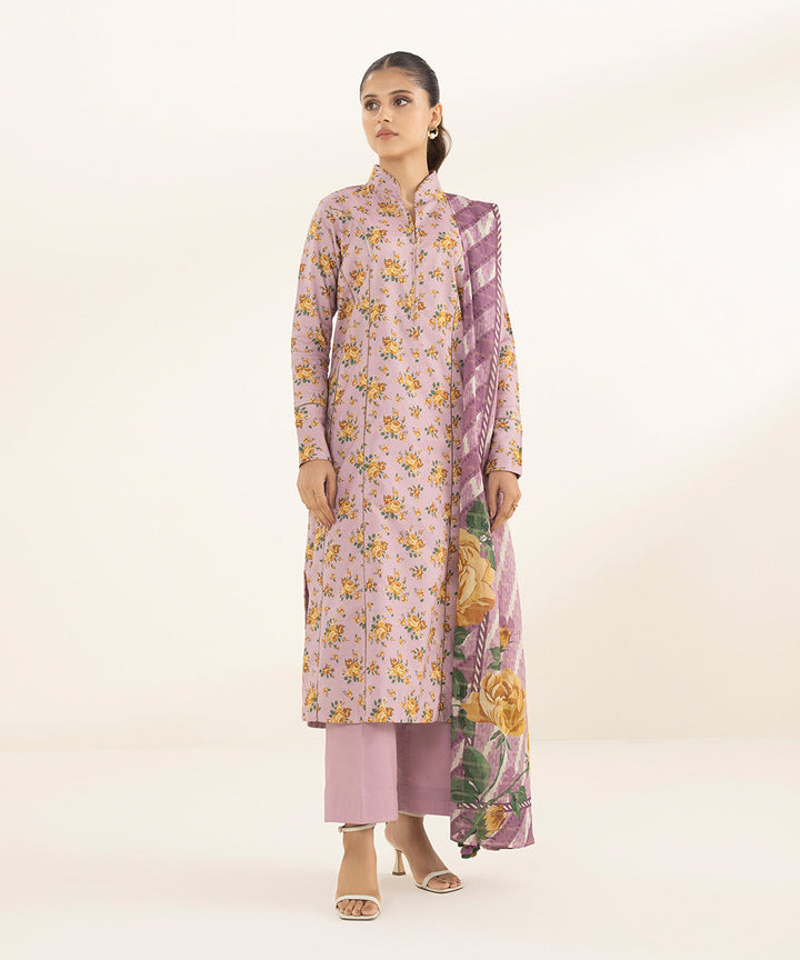 3 Piece - Printed Zari Lawn Suit