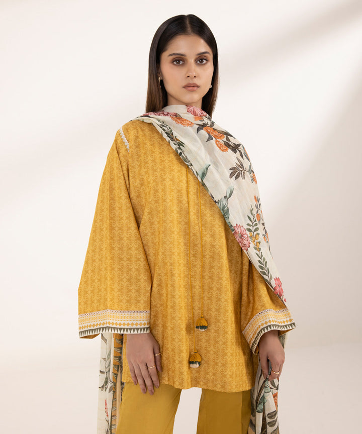 3 Piece - Printed Zari Lawn Suit