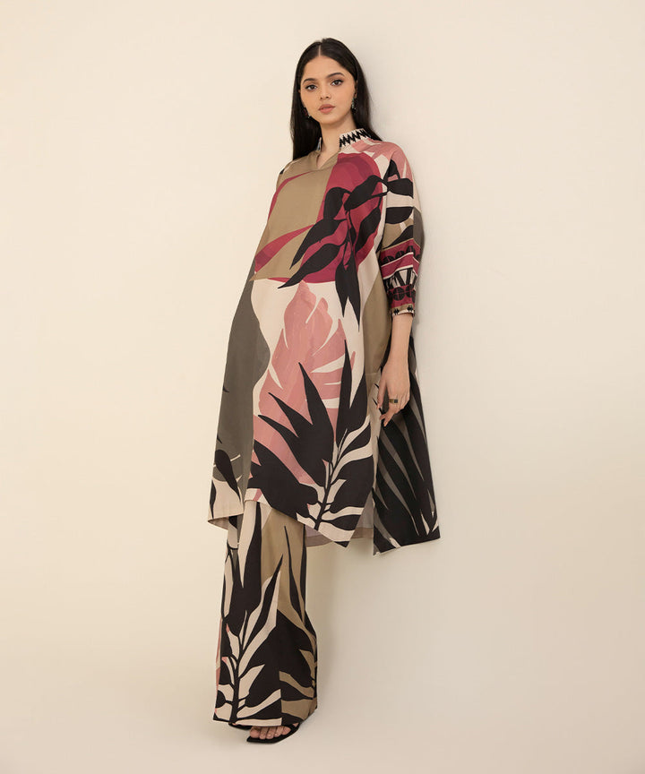 2 Piece - Printed Silk Suit