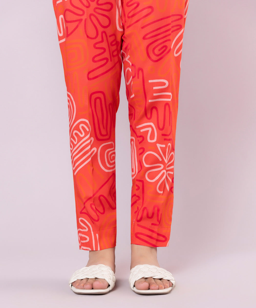 Printed Cotton Viscose Cigarette Pants