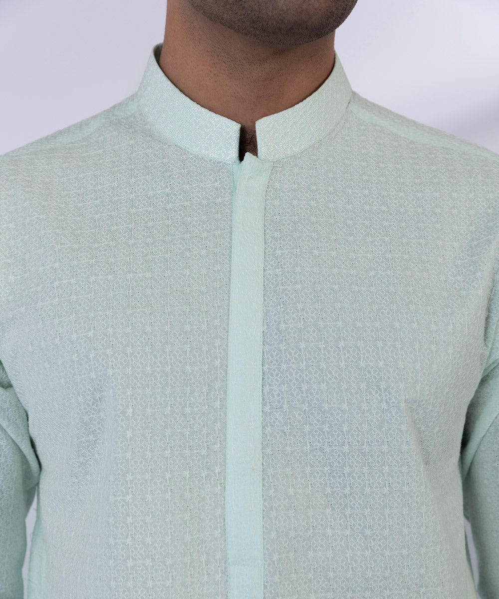 Cotton Schiffli Embroidered Kurta