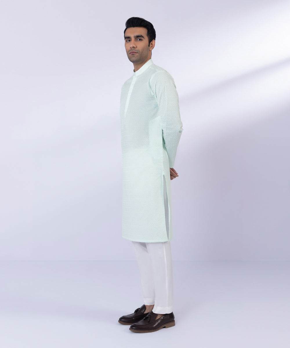 Cotton Schiffli Embroidered Kurta