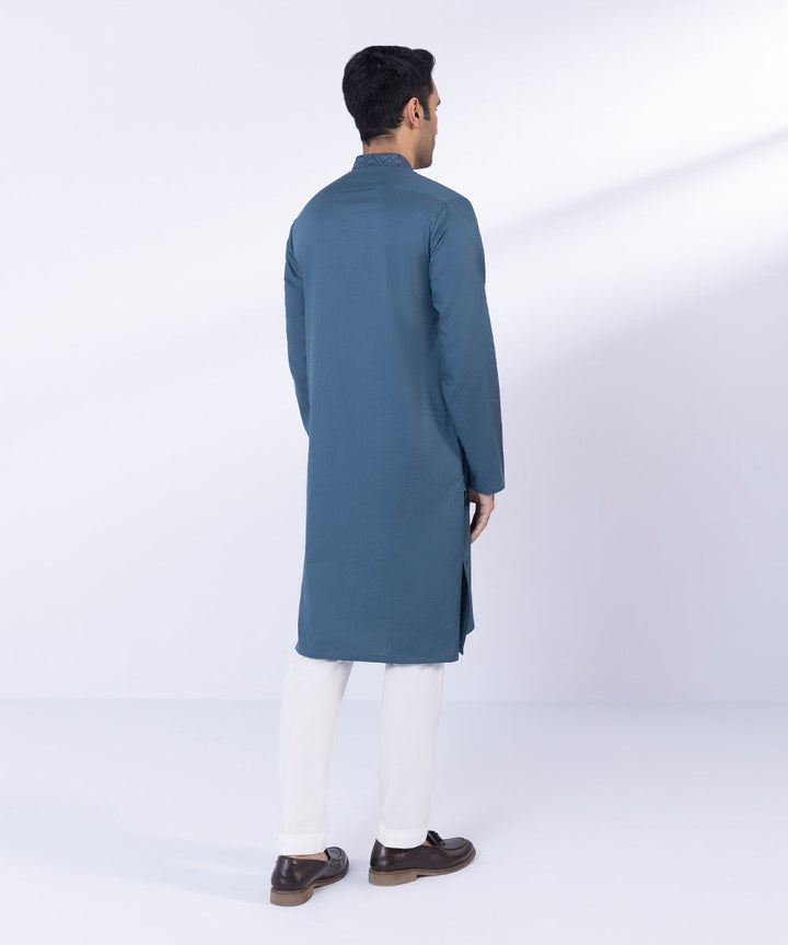 Embroidered Cotton Jacquard Kurta