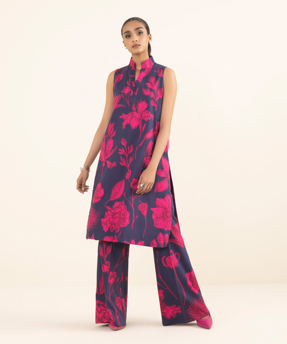 2 Piece - Printed Linen Suit