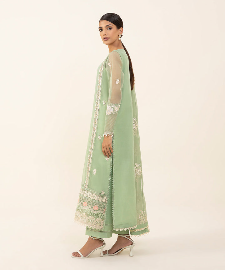 3 Piece - Embroidered Organza Suit