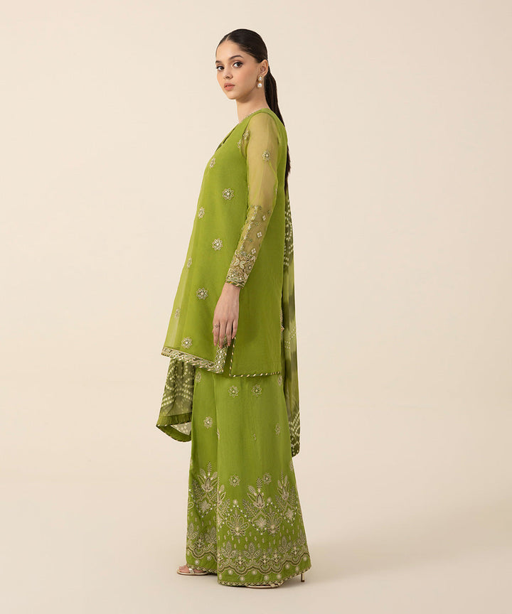 3 Piece - Embroidered Organza Suit