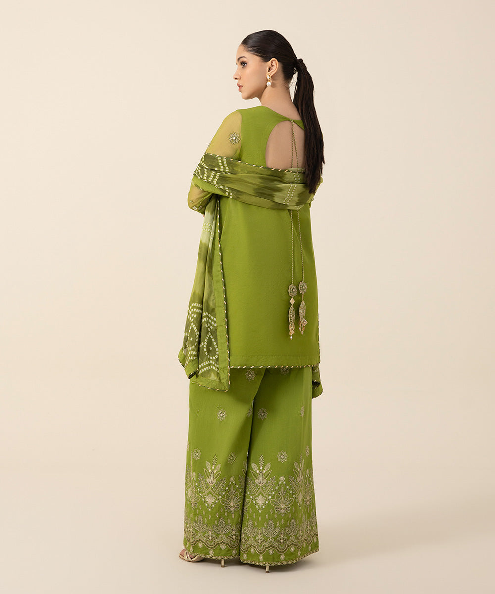 3 Piece - Embroidered Organza Suit