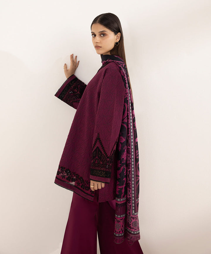 3 Piece - Embroidered Jacquard Suit