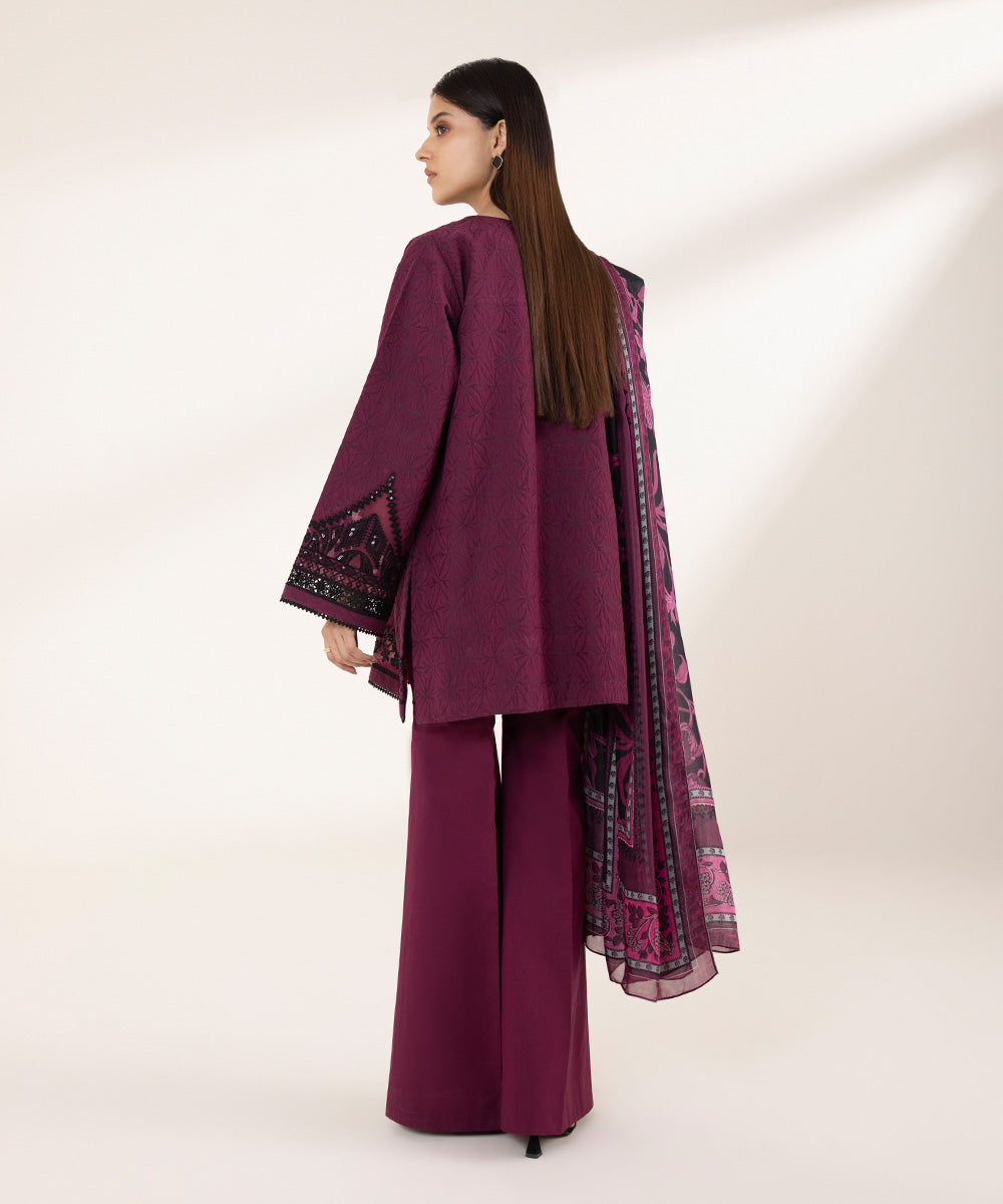 3 Piece - Embroidered Jacquard Suit