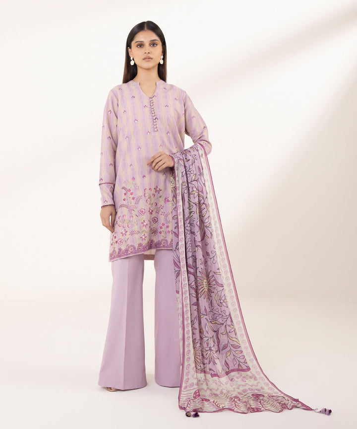 3 Piece - Embroidered Jacquard Suit