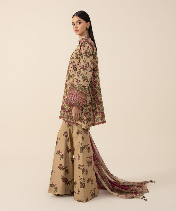 3 Piece -  Embroidered Silk Suit